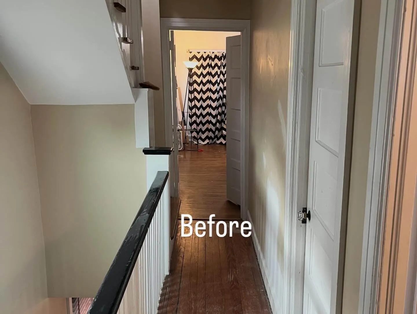 Residential hallway before painting